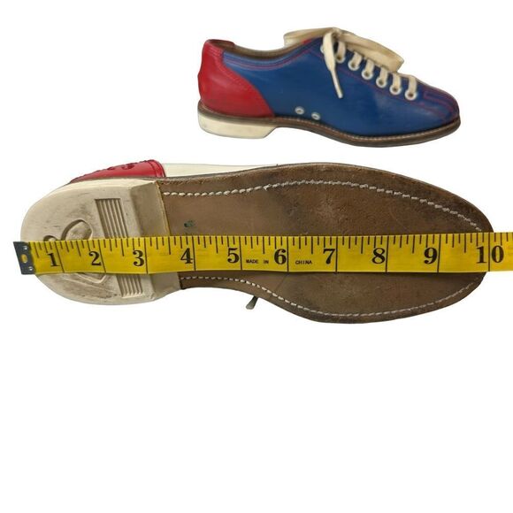 BOB WOLF Vintage Bowling Shoes Red Blue Tan Size 6.5-7 - Picture 11 of 14